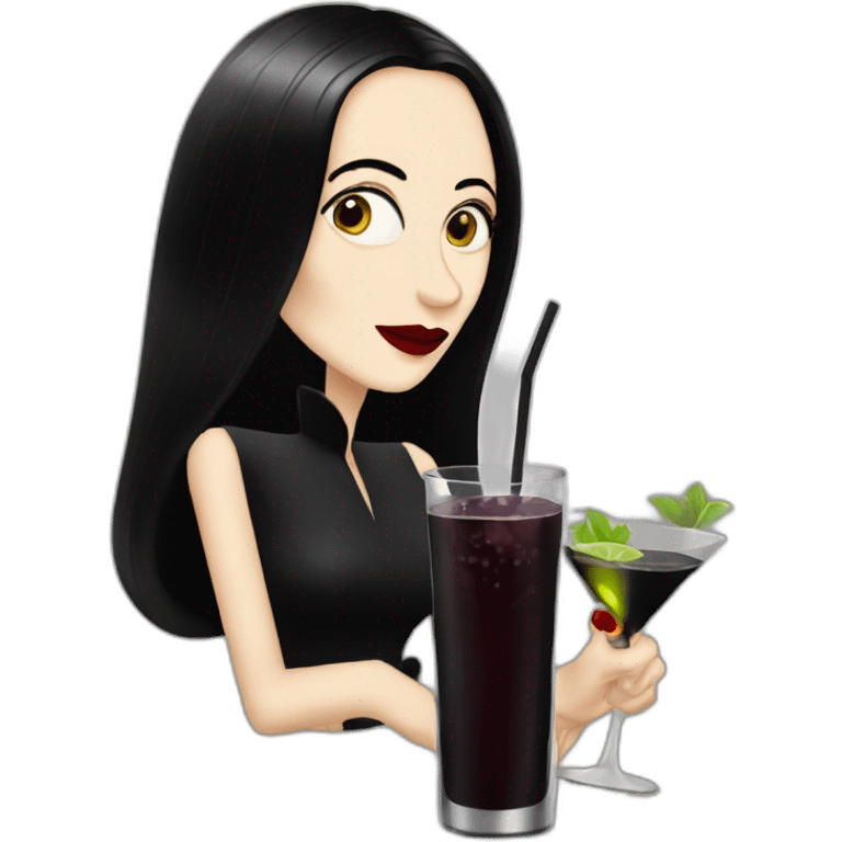 Morticia adams drinking  cocktail emoji