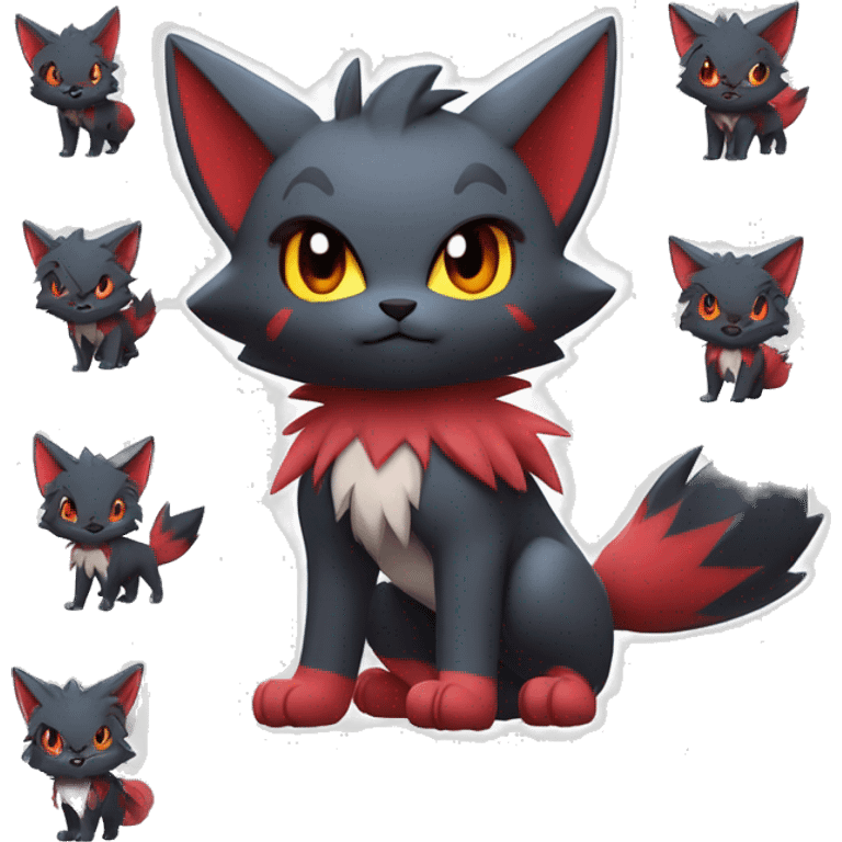  Kawaii Edgy Cool Beautiful Poochyena-Torracat-Litten-Zorua-Zoroark full body emoji