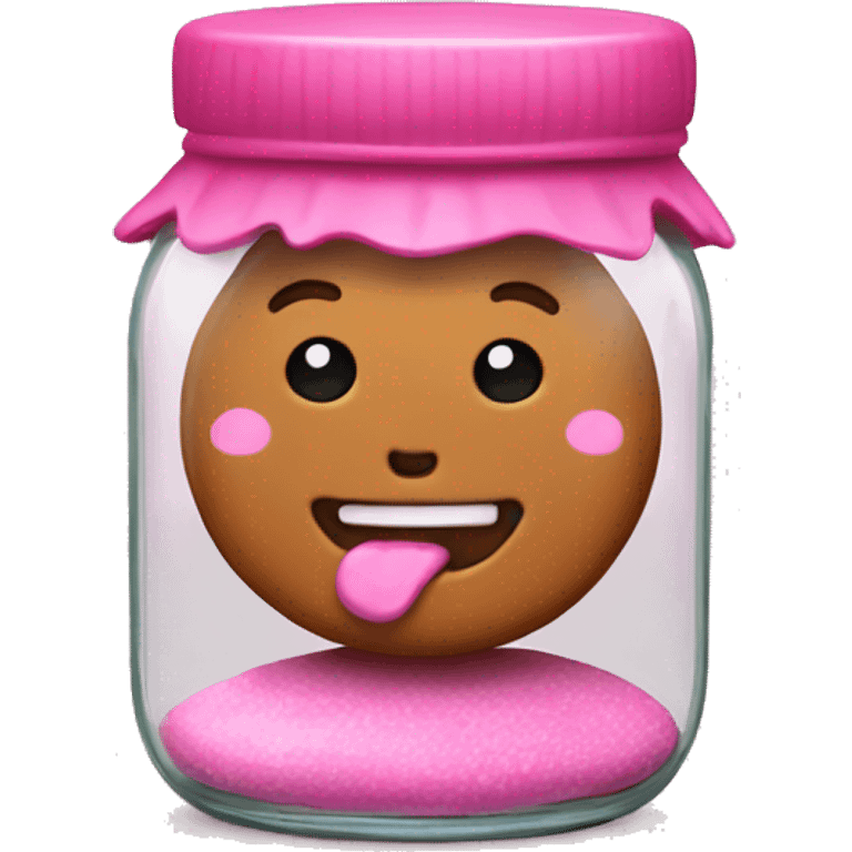 gingerbreads in a jar with a pink cap emoji