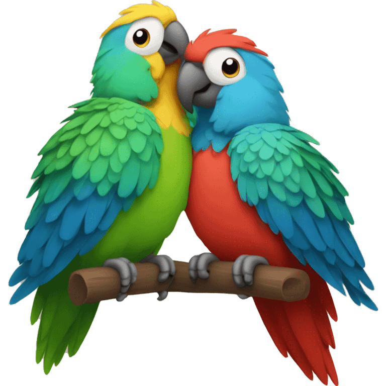 Two parrots hugging emoji