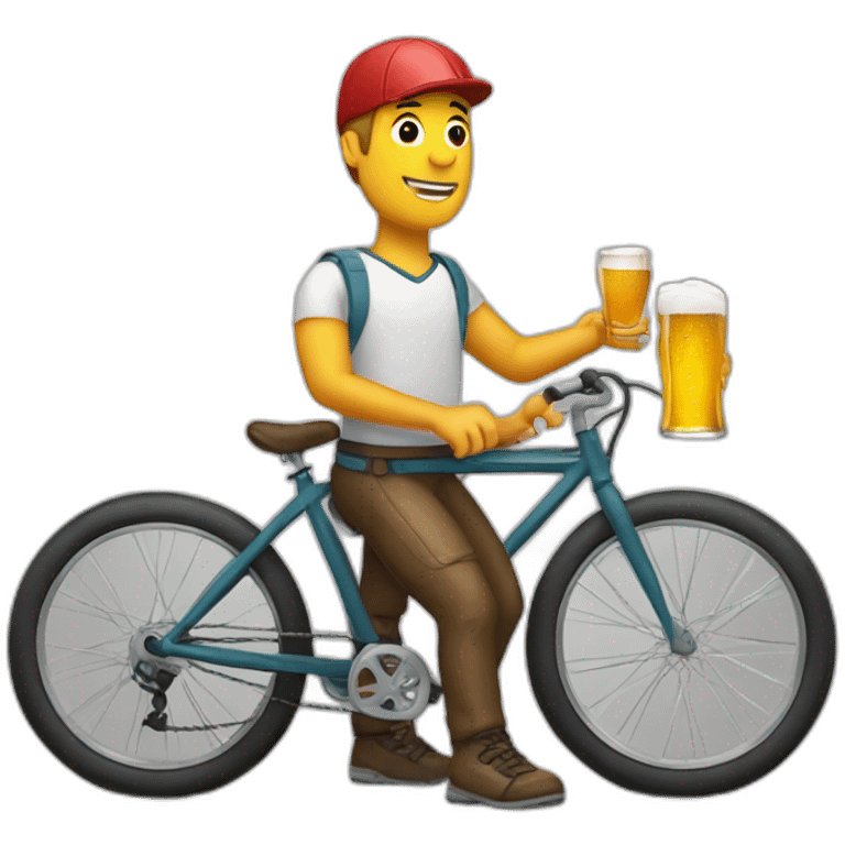 Bicycle rider with beer emoji