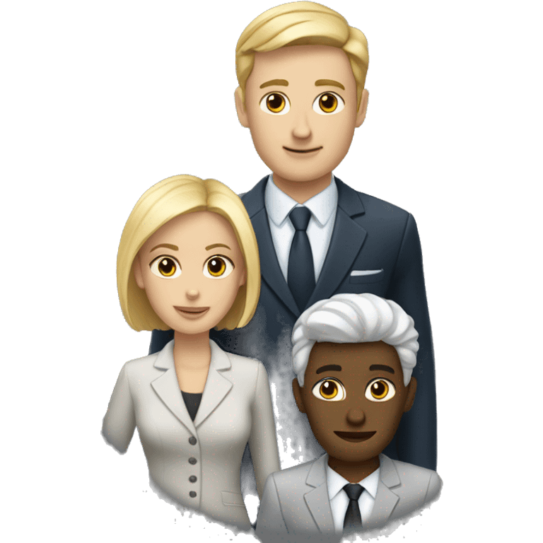 two white skinned people one a woman one a man both wearing suits emoji