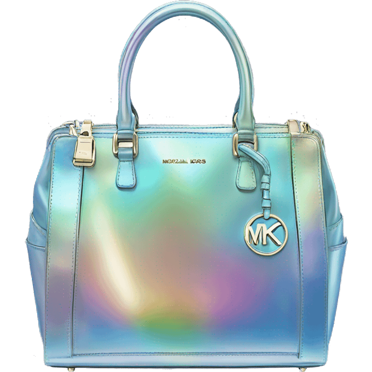 Realistic iridescent designer Michael kors satchel purse. emoji