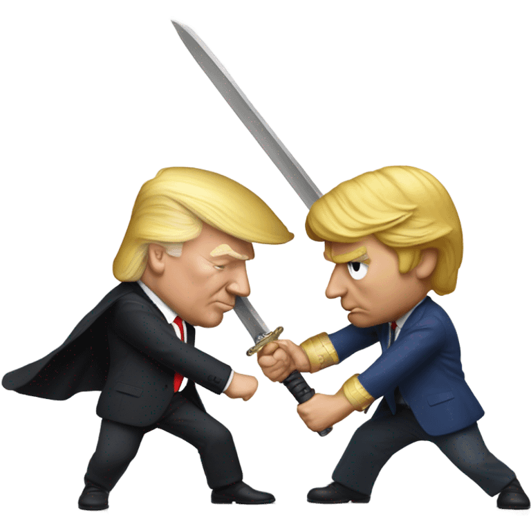 Donald trump sword fighting Justin Trudeau  emoji