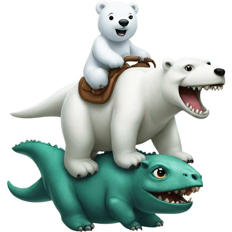 polar bear riding a dinosaur emoji