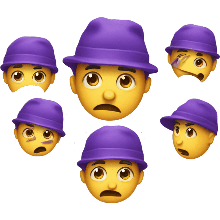 confused emoji with a purple hat on emoji