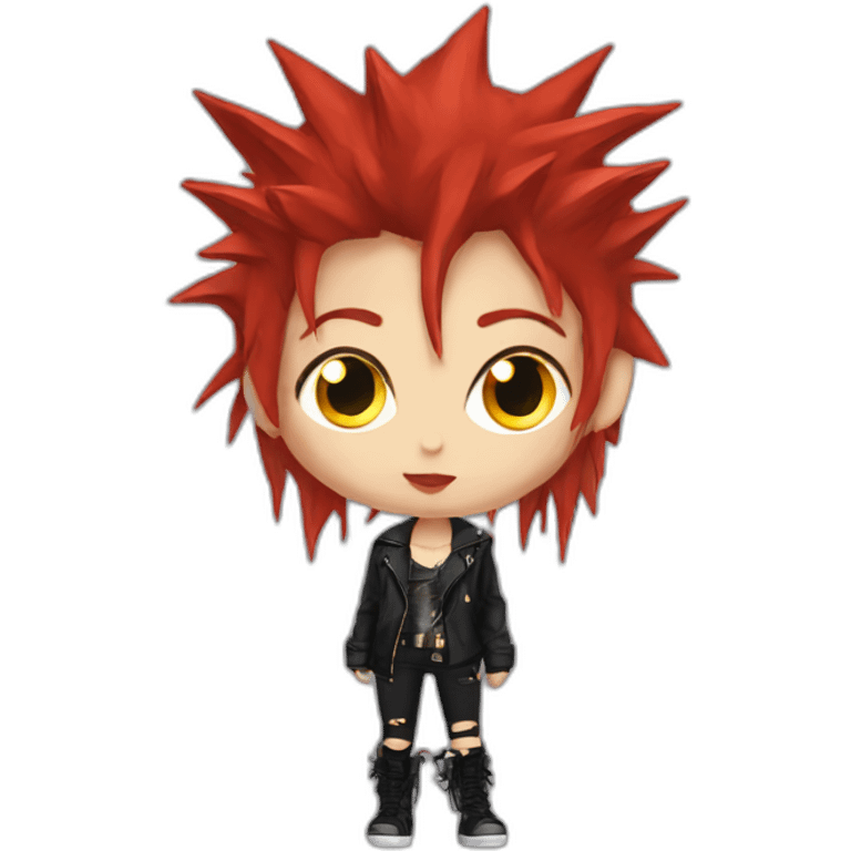 punk girl with spiky red hair devil horns gold eyes emoji