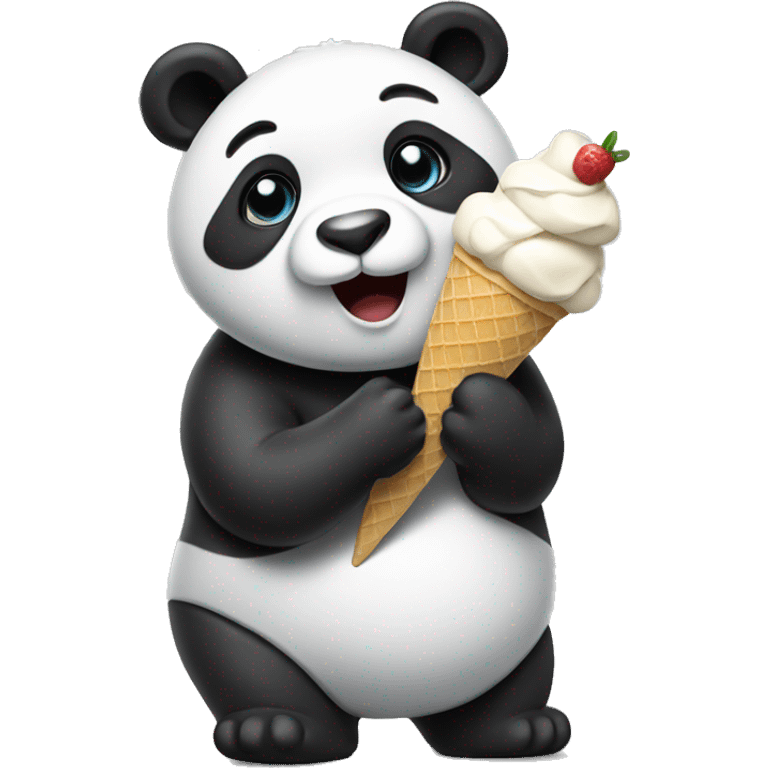 Panda eating ice cream emoji