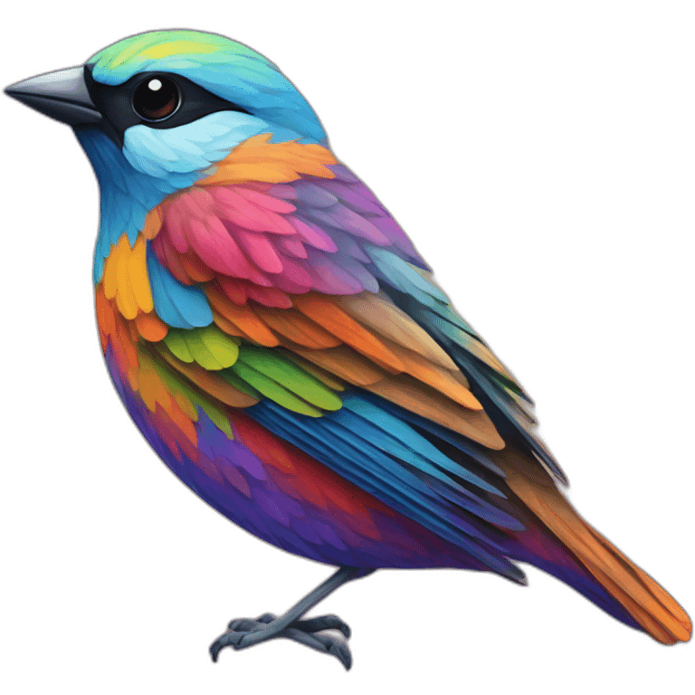 psychedelic colorful sparrow emoji