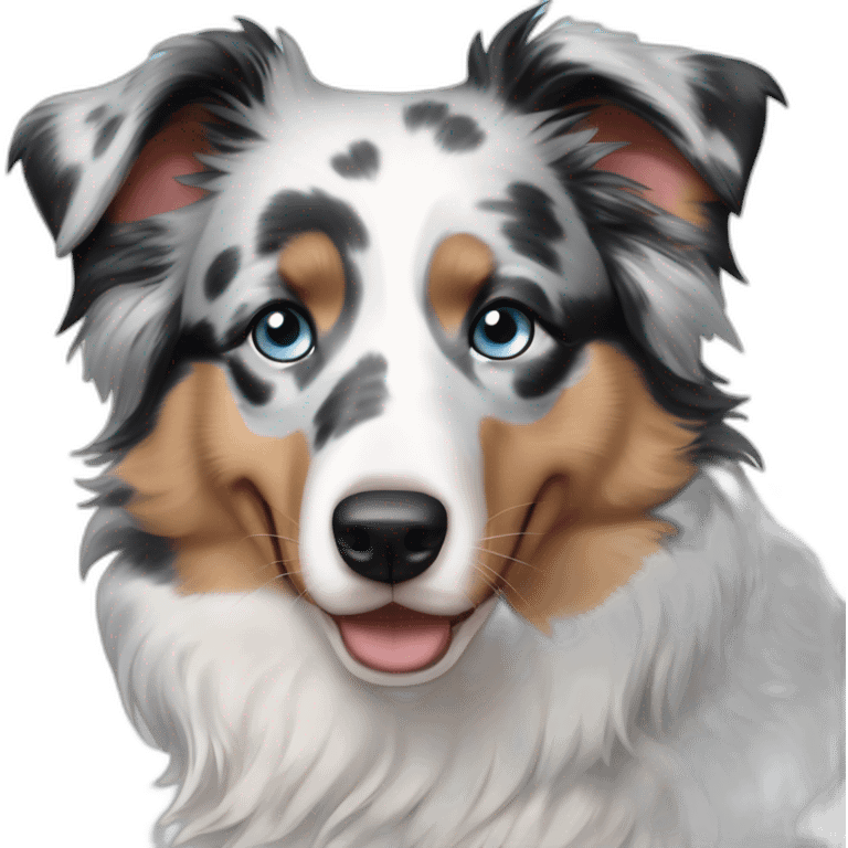 Blue Merle Australian Shepherd with Blue Eyes emoji