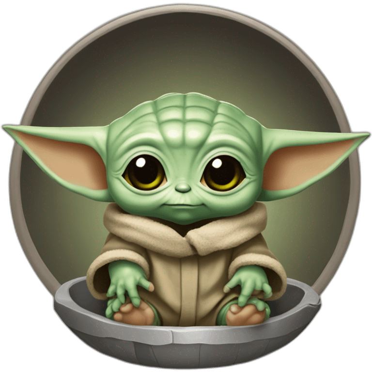 baby yoda sentado en el juego de tronos emoji