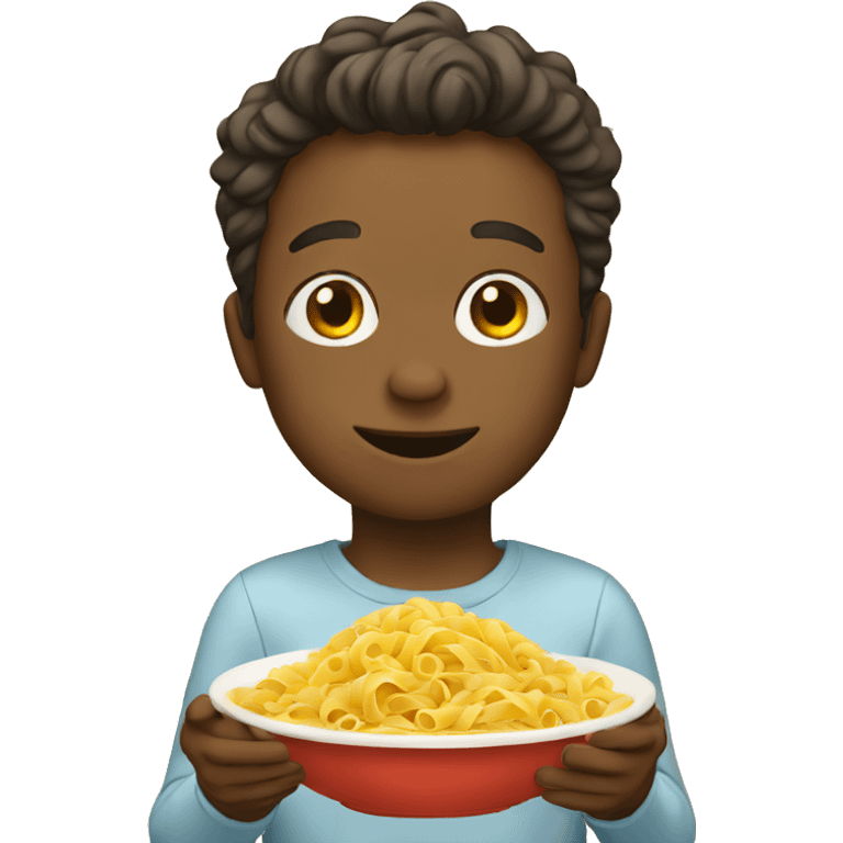 Boy with pasta emoji