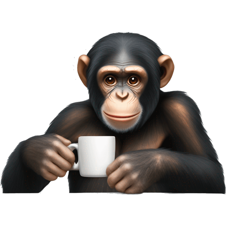 Chimpanzee drinking coffee emoji