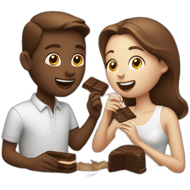 white couple eating chocolat emoji