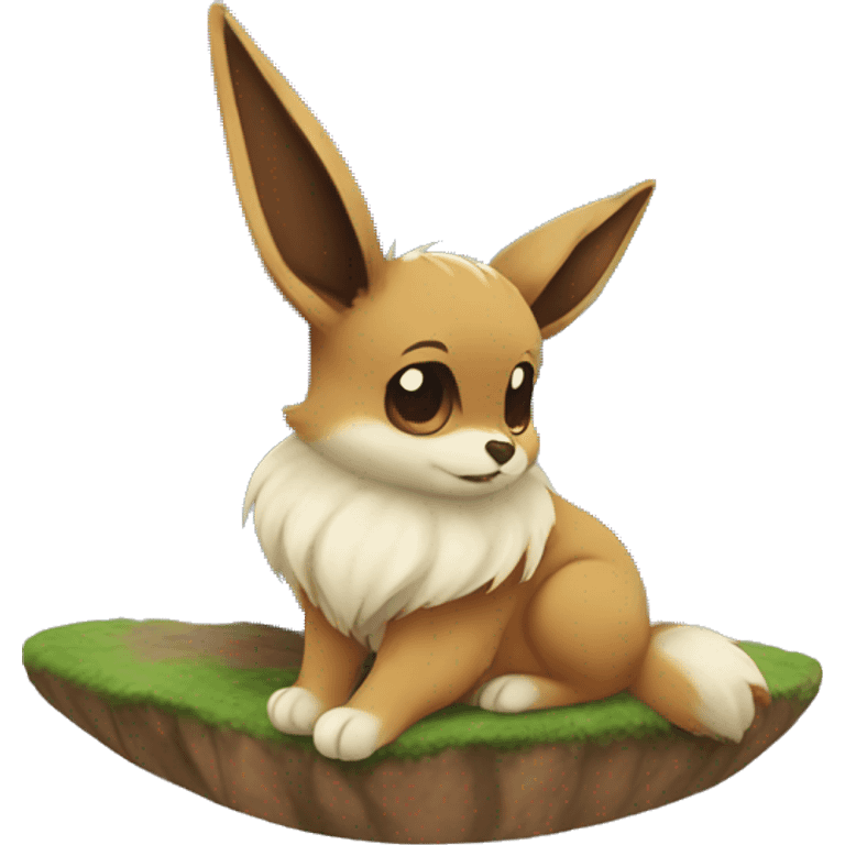 Eevee sitting in front of the world  emoji