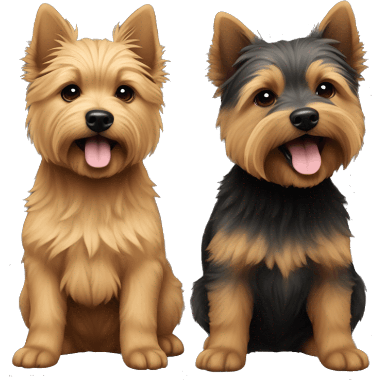 Two Puppy of Norwich terrier one is grizzly colour and second is black and tan colour emoji