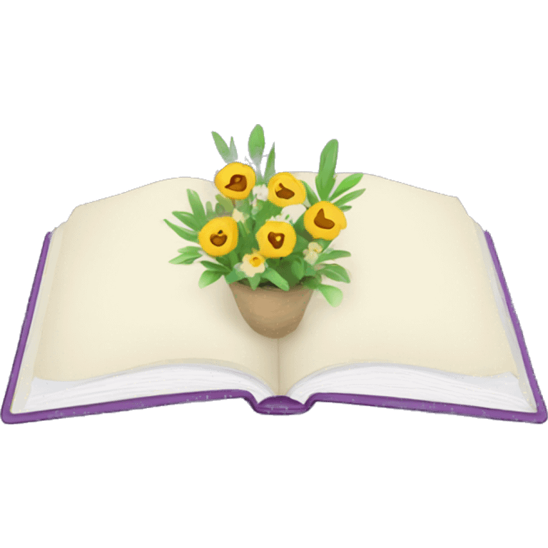 Journal with flowers surrounding emoji