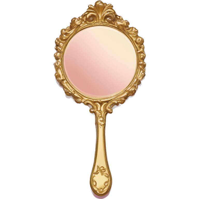 vintage rococo gold and pink hand mirror emoji