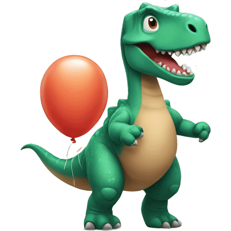 Dinosaur holding a ballon  emoji