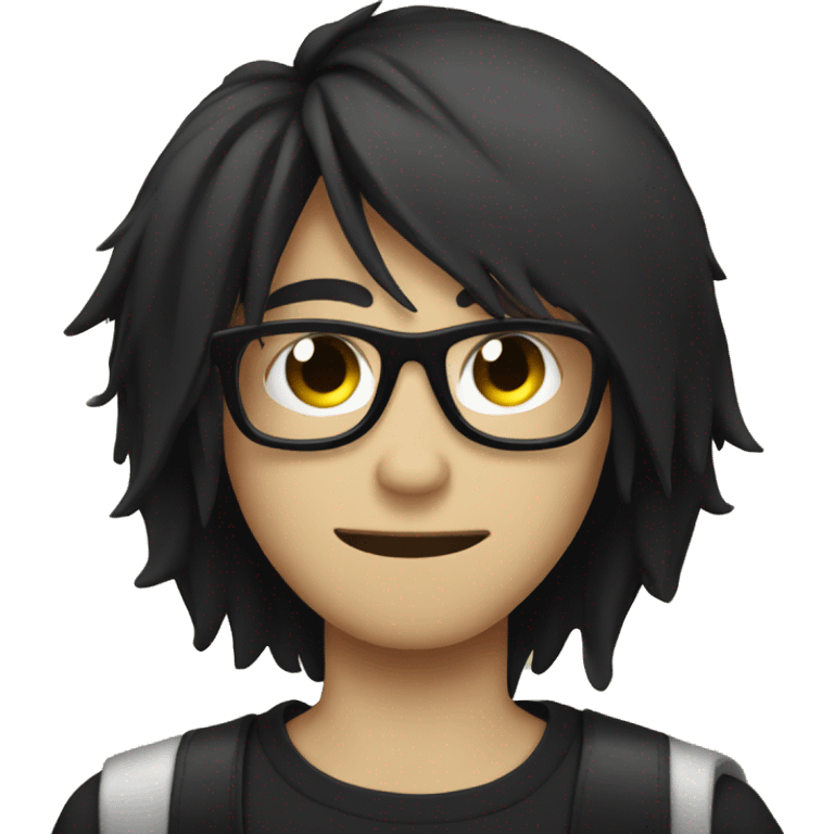 emo guy with glasses and black hair emoji