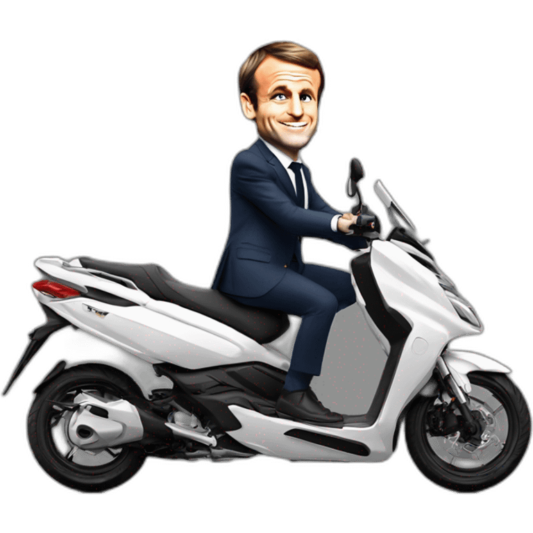 Emmanuel Macron sur un T-Max emoji