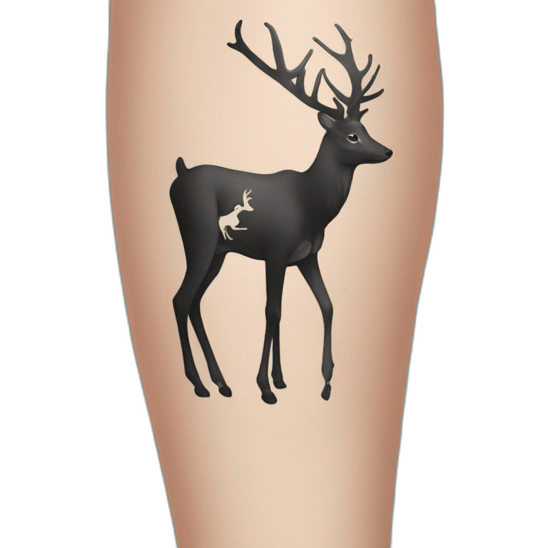 Man with cerf tattoo on leg emoji