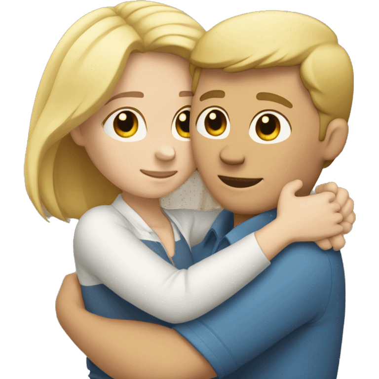 one white woman and one white man hug each other emoji