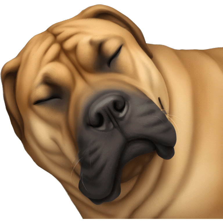 sleeping girl hugging boerboel emoji