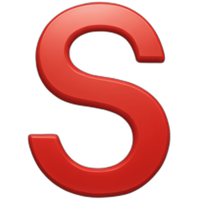 Red letter s in moonlightning font, black outline emoji