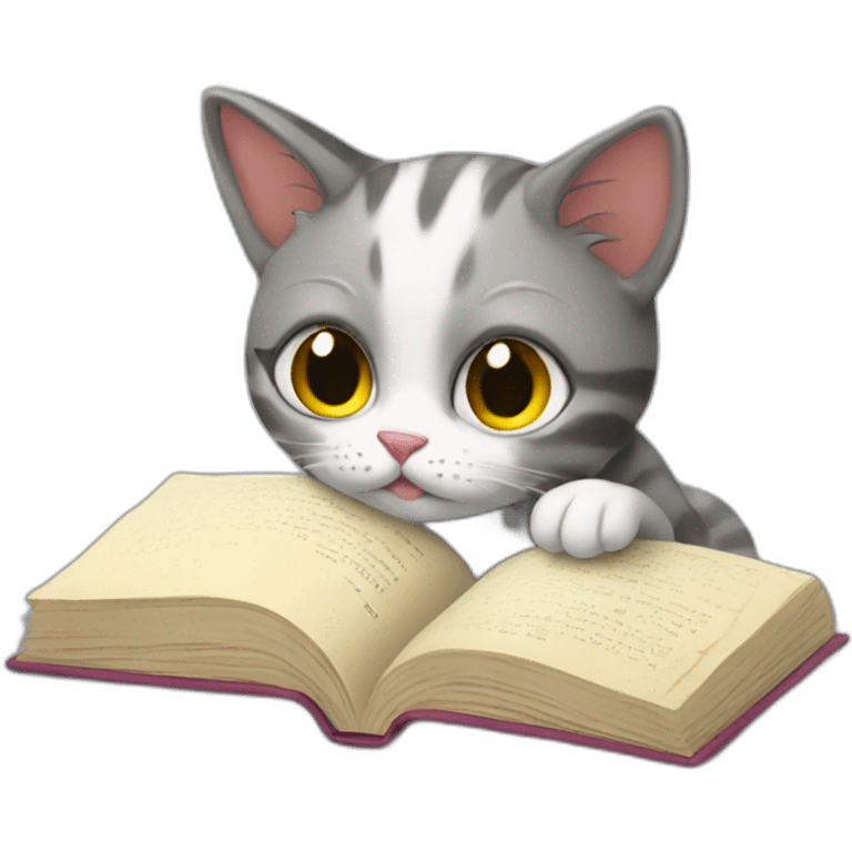 Cat reading a book emoji