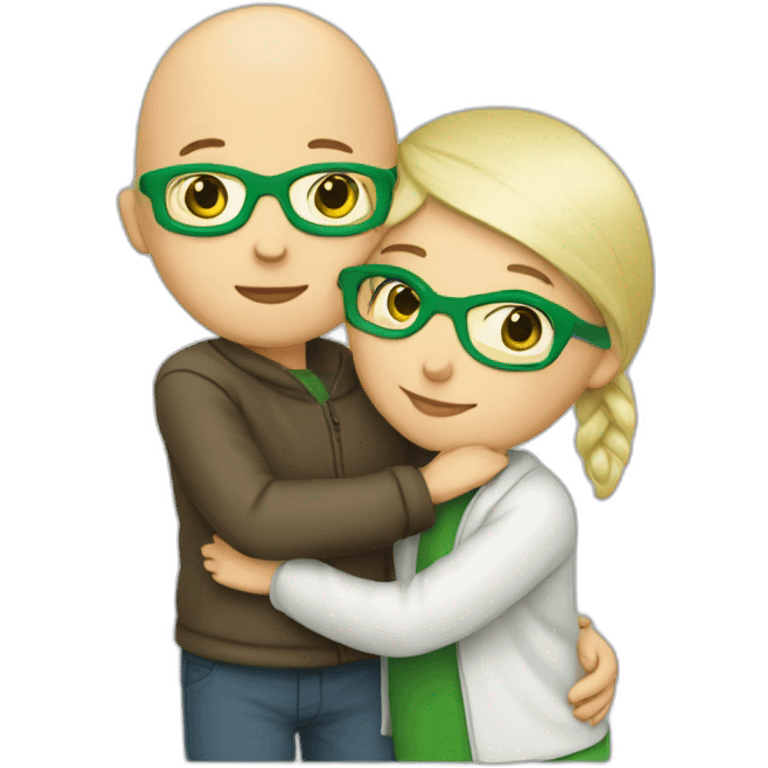 bald-white-boy-with-green-glasses-hugging-a-girl emoji