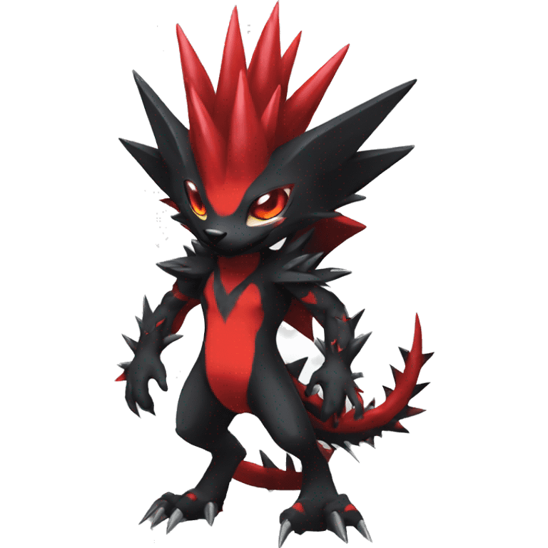 cool black red animal spiky hybrid Fakemon full body emoji