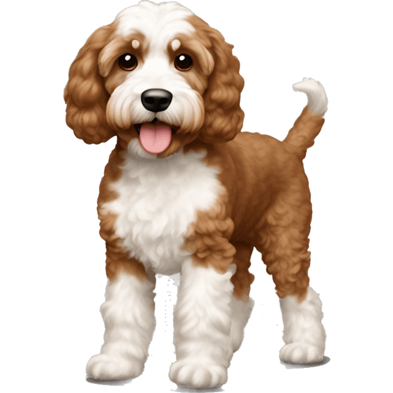 Reddish light brown cockapoo with small white patch on chin full body emoji