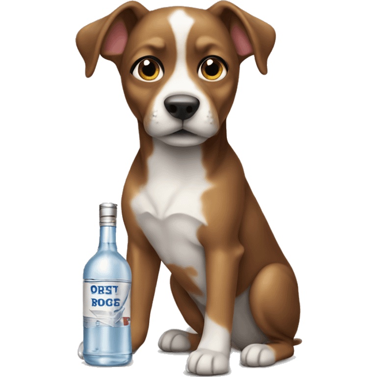 Dog holding vodka emoji