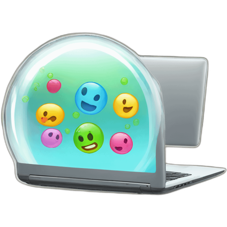 laptop inside a bubble sticker emoji