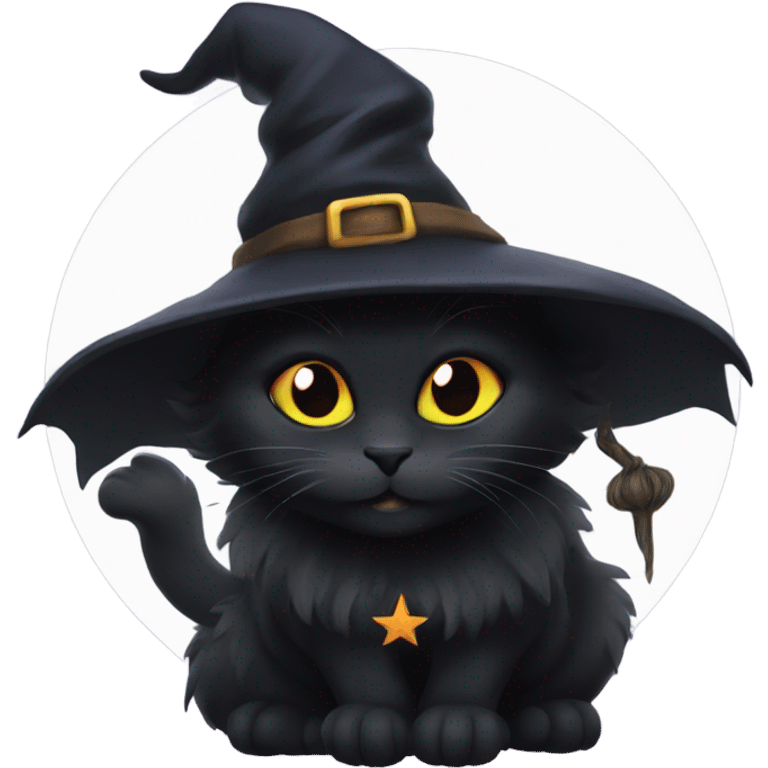 Black cat as a witch emoji