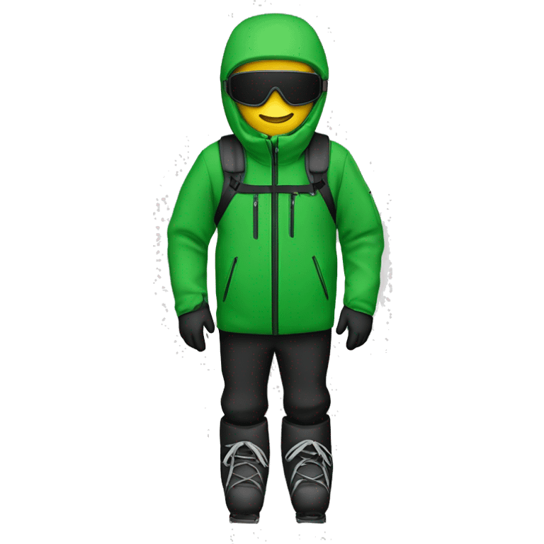 Ski de fond avec une tenue verte et noir emoji