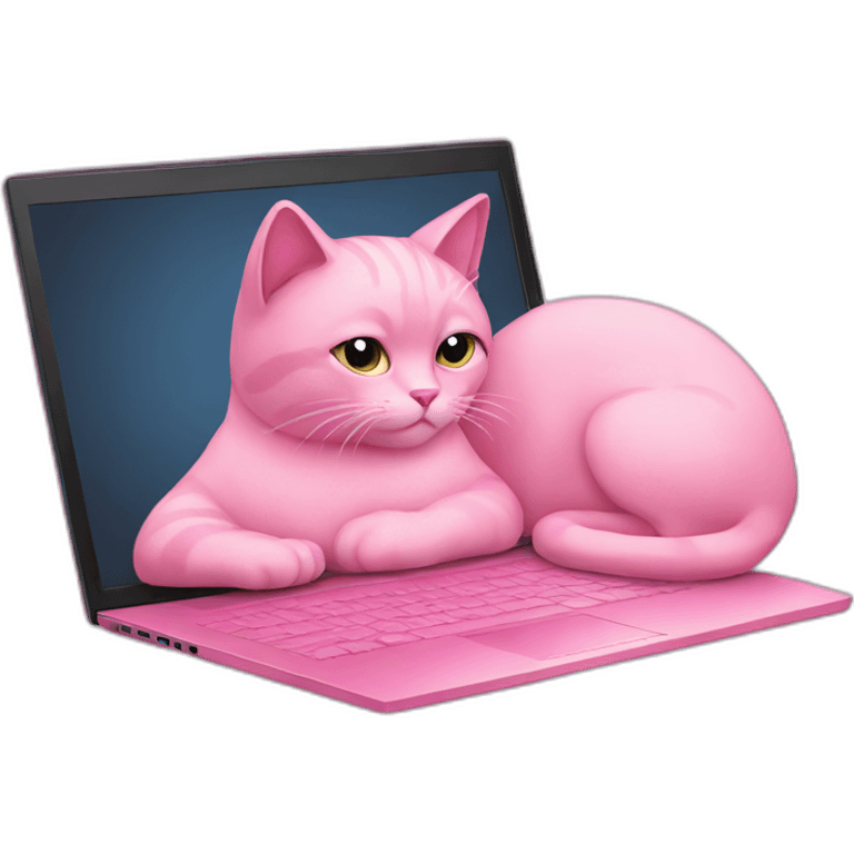 pink cat and laptop emoji