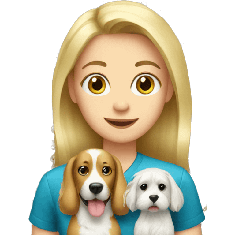 Blonde vet long hair with cat and dog emoji