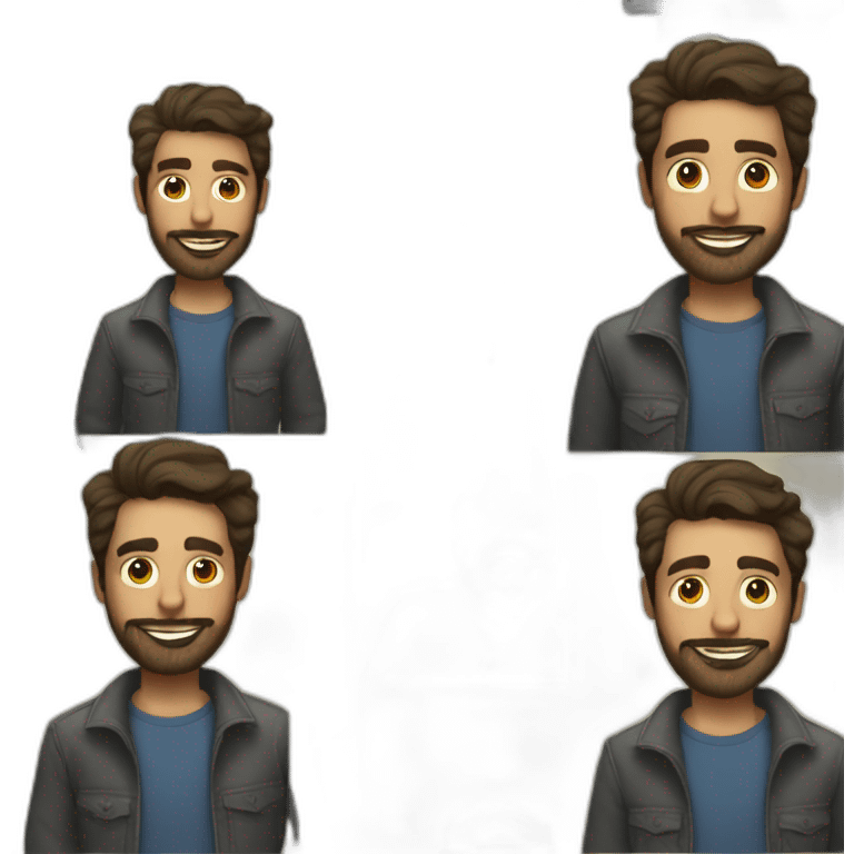 Dark haired man with beard celebrating his 30th birthday emoji