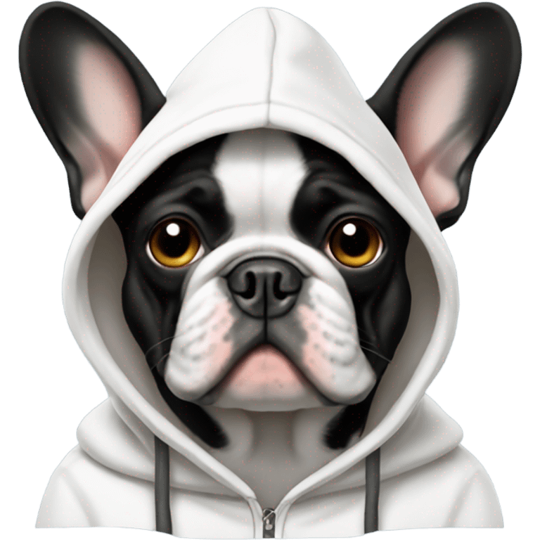 French bulldog wearing hoodie emoji