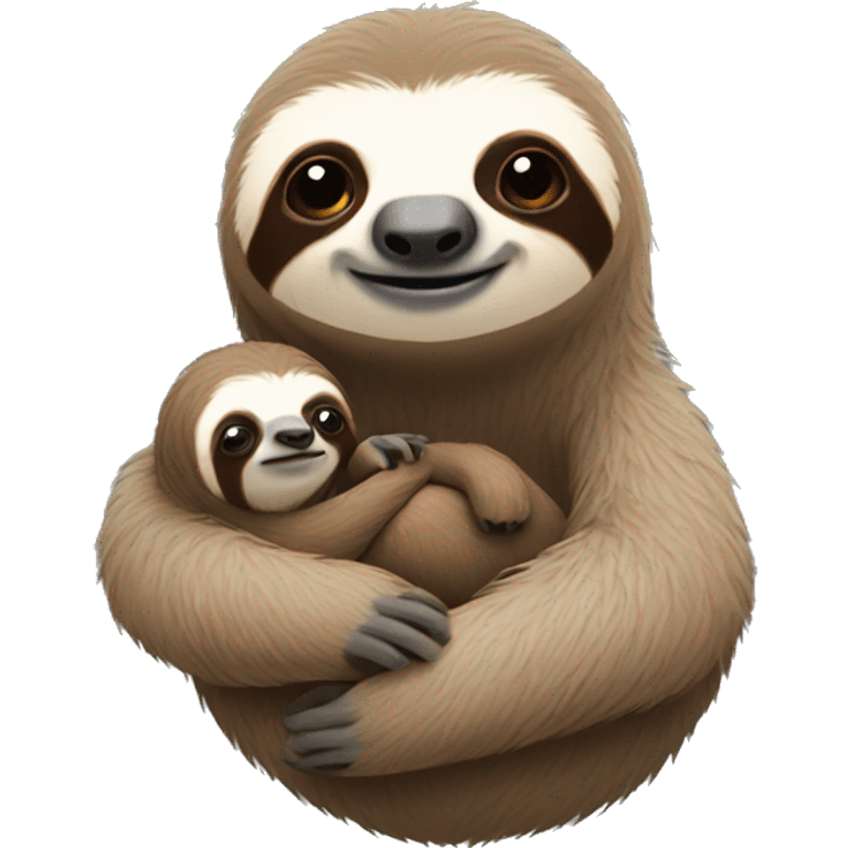 Sloth holding a baby sloth emoji