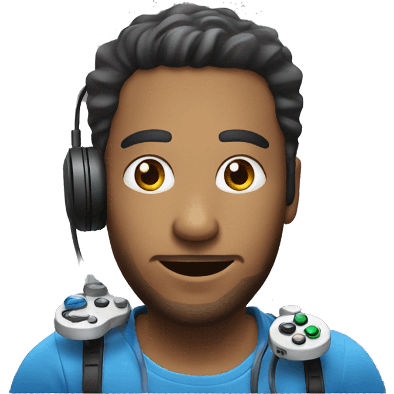 a man playing with a gaming gamepad emoji