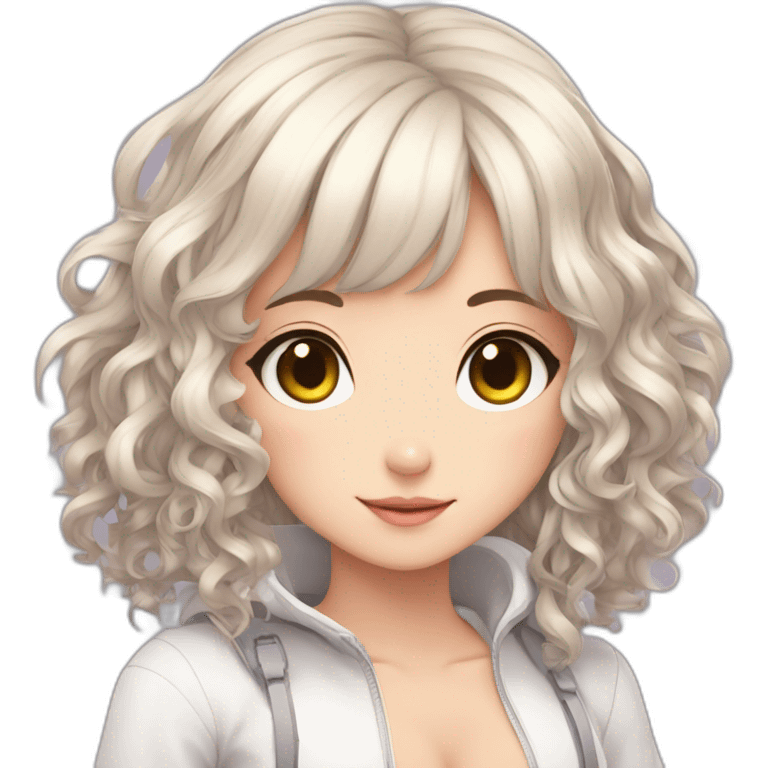 Cyber bunny anime curly brunet girl emoji