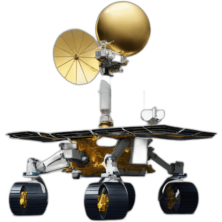 Yutu rover, four-wheeled, small golden Satellite Antenna and two robotic Arms equiped emoji