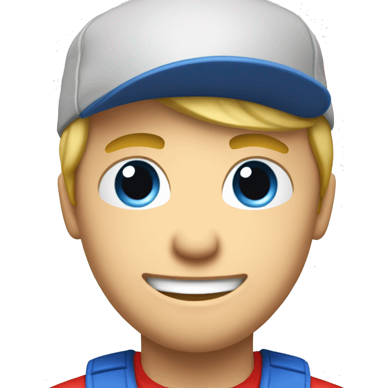 blond guy with blue eyes and hat red playing video games emoji