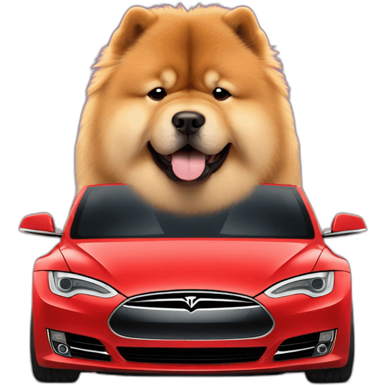 chow chow in a tesla car emoji