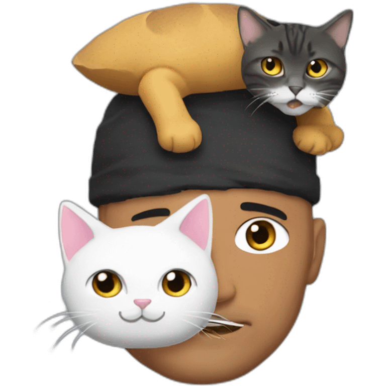 the rock with a cat on his head emoji