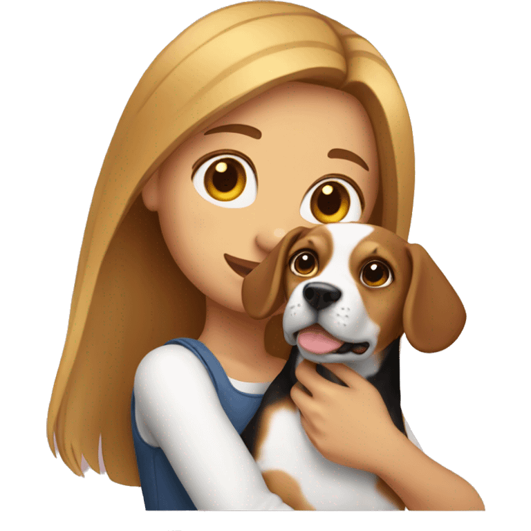 A girl holding a beagle emoji