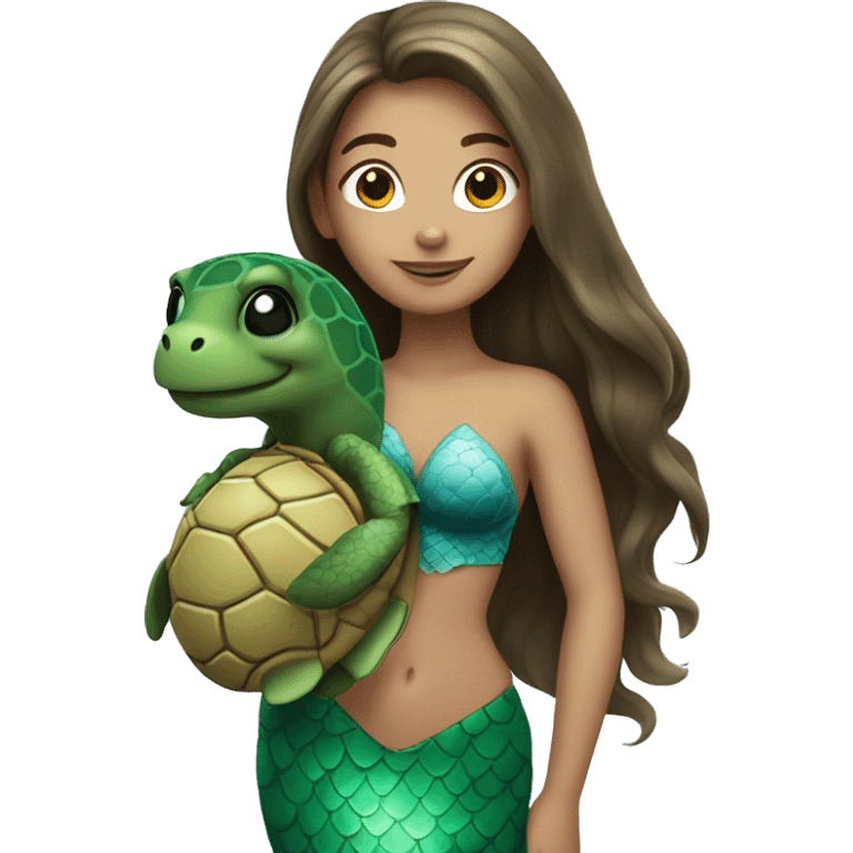 light brunette mermaid with a turtle emoji